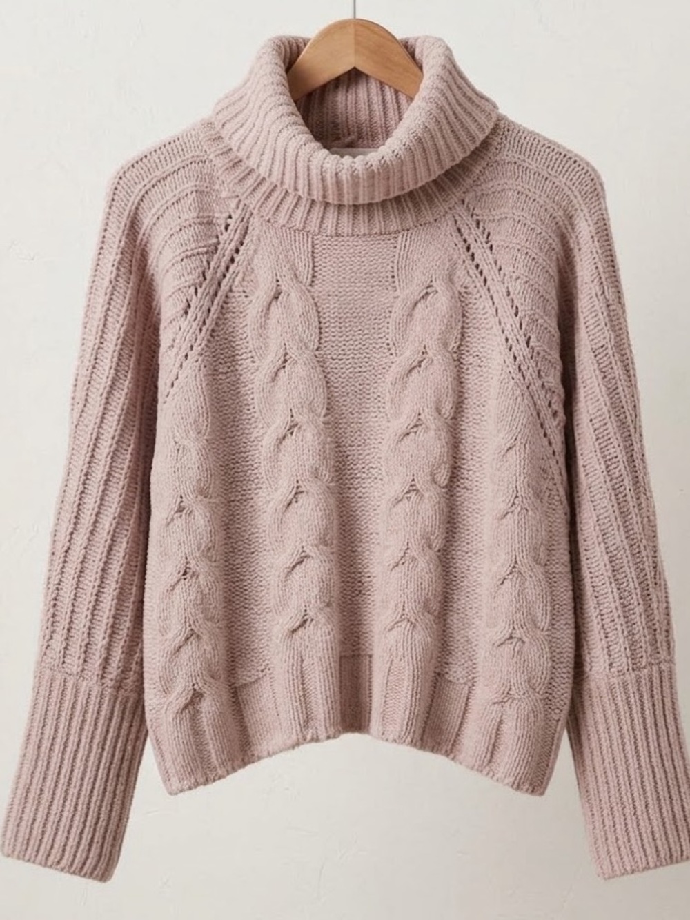 Moon & Madison Cable Knit Turtleneck Sweater Medium Taupe Beige Cozycore Aesthet